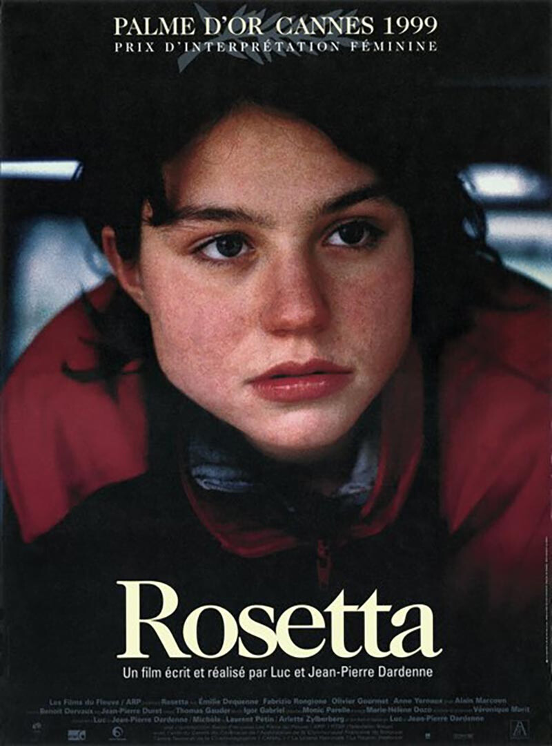 《罗塞塔 / Rosetta》比利时电影海报，用于比利时禁忌拍摄手法：门框、镜面与长镜头专题
